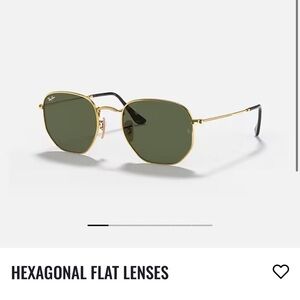 Ray-Ban Hexagonal Gold Frame Sunglasses with Black Lenses